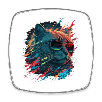 Vaporwave Katze - Viereckiger Kühlschrankmagnet - Weiß - Vorne