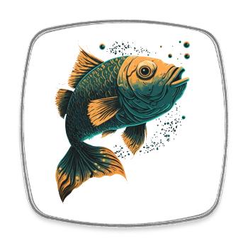 Fischfächer Illustration - Viereckiger Kühlschrankmagnet - Weiß - Vorne