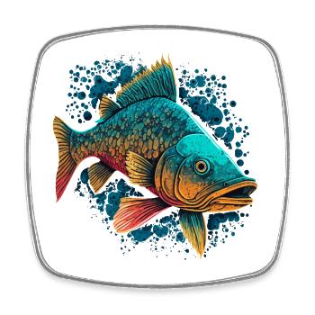 River Fish - Square fridge magnet - white - Front