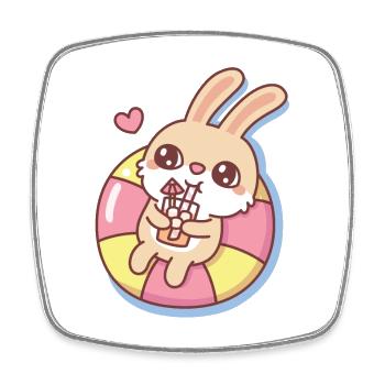 Cute Rabbit Chilling In Pool Float Summer Vibes - Square fridge magnet - white - Front
