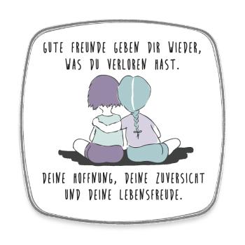Gute Freunde, Freundschaft, Lieblingsmensch - Viereckiger Kühlschrankmagnet - Weiß - Vorne