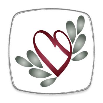romantique symbole du cœur de la Saint-Valentin avec des feuilles - Magnet carré - blanc - Devant