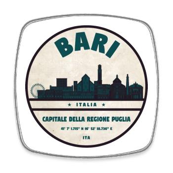 Bari Italia Skyline Emblem - Viereckiger Kühlschrankmagnet - Weiß - Vorne