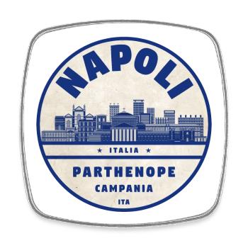 Napoli Skyline Vintage Badge - Magnet carré - blanc - Devant