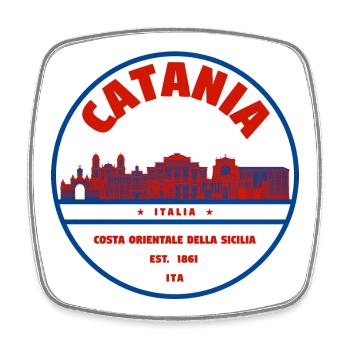 Catania Skyline Rundlogo Italien - Viereckiger Kühlschrankmagnet - Weiß - Vorne