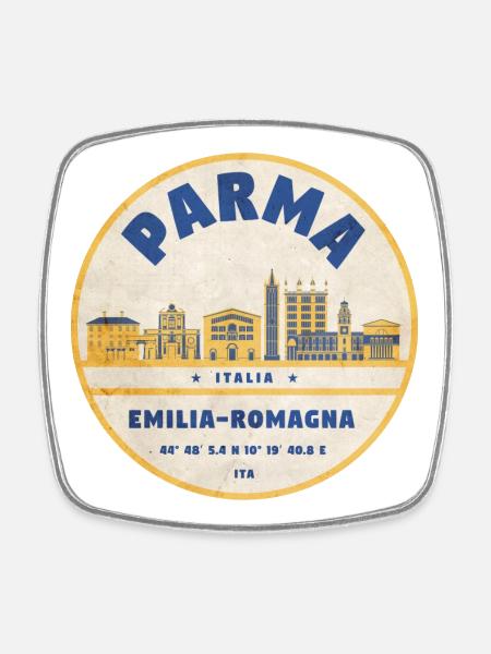 Parma Skyline Emilia Romagna Sticker - Viereckiger Kühlschrankmagnet - Weiß