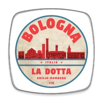 Bologna Italy Skyline Badge - Square fridge magnet - white - Front