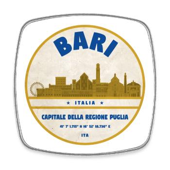 Insigne vintage Bari Skyline - Magnet carré - blanc - Devant