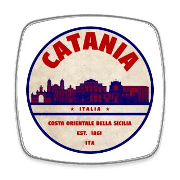 Catania Skyline Vintage Badge - Viereckiger Kühlschrankmagnet - Weiß - Vorne