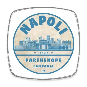 Insigne de la Skyline de Naples - Magnet carré - blanc - Devant