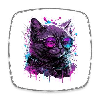 Vaporcat - Viereckiger Kühlschrankmagnet - Weiß - Vorne
