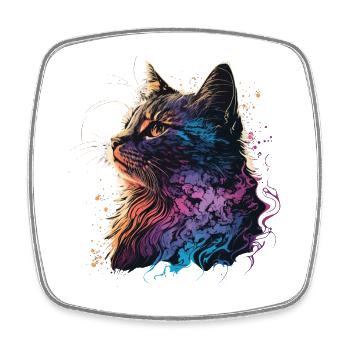 Chaton cool - Magnet carré - blanc - Devant