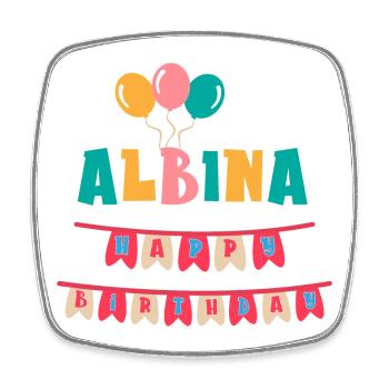 T-shirt Albina joyeux anniversaire joyeux anniversaire - Magnet carré - blanc - Devant