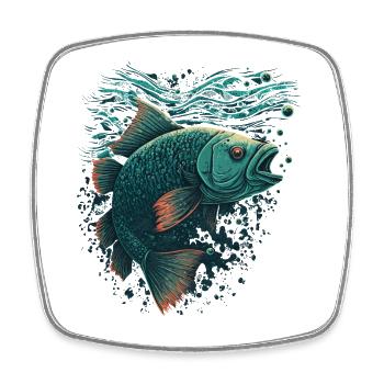 Fish with an open Mouth - Square fridge magnet - white - Front