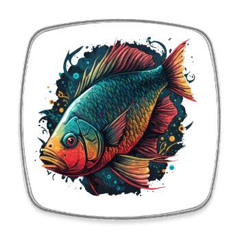 Red Fish - Square fridge magnet - white - Front