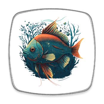 Poisson fou - Magnet carré - blanc - Devant