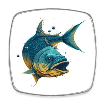 Fish Painting - Square fridge magnet - white - Front