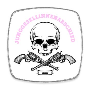 Junggesellinnenabschied XXX Schädel (MC) (Rosa) - Viereckiger Kühlschrankmagnet - Weiß - Vorne