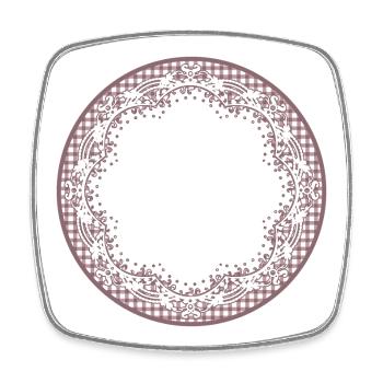 Étiquette de gâteau nostalgique en rose sombre - Magnet carré - blanc - Devant