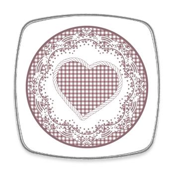 Nostalgia cake tip label in dusky pink with heart - Square fridge magnet - white - Front