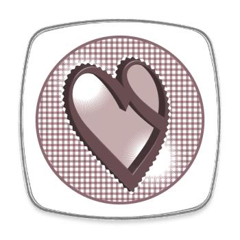 Nostalgia label in dusky pink with calligraphy heart - Square fridge magnet - white - Front