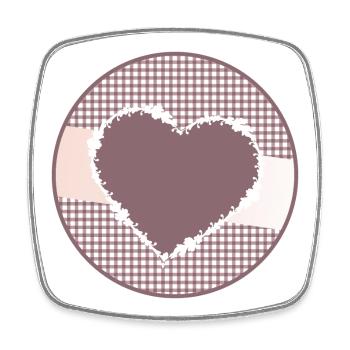 nostalgic label in dusky pink with a big heart - Square fridge magnet - white - Front