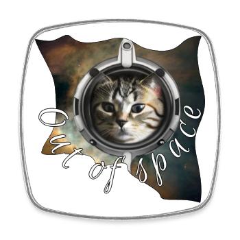 Weltraumkatze im Helm - Viereckiger Kühlschrankmagnet - Weiß - Vorne