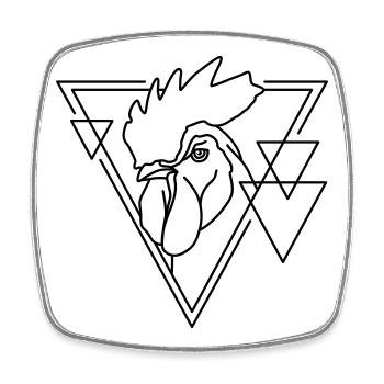 Hahn in geometrischer Form - Line-Art-Design - Viereckiger Kühlschrankmagnet - Weiß - Vorne