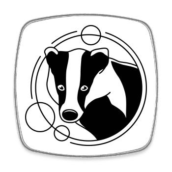 Dachs in geometrischer Form - Line-Art-Design - Viereckiger Kühlschrankmagnet - Weiß - Vorne