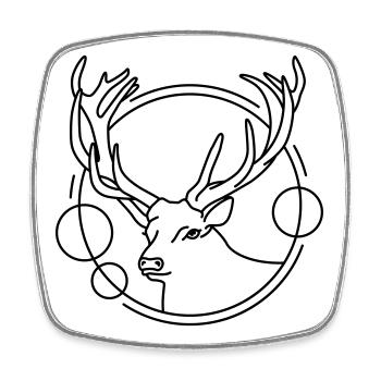 Hirsch in geometrischer Form - Line-Art-Design - Viereckiger Kühlschrankmagnet - Weiß - Vorne