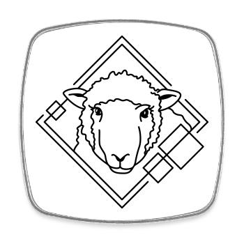 Sheep in Geometric Shape - Line Art Design - Square fridge magnet - white - Front