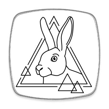 Rabbit in geometric shape - line art design - Square fridge magnet - white - Front