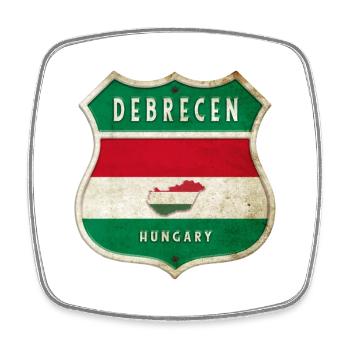 Debrecen Ungarn Wappen Flaggen Design - Viereckiger Kühlschrankmagnet - Weiß - Vorne