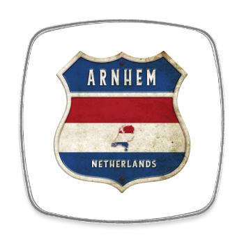 Design des armoiries d'Arnhem, Pays-Bas - Magnet carré - blanc - Devant
