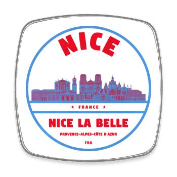 Nice La Belle Stadtsilhouette - Viereckiger Kühlschrankmagnet - Weiß - Vorne
