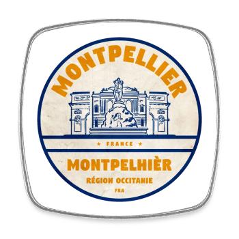 Montpellier Occitanie Vintage Badge - Viereckiger Kühlschrankmagnet - Weiß - Vorne