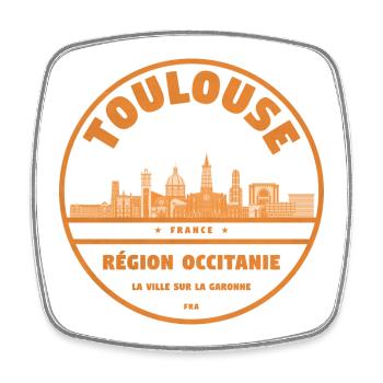 Toulouse Skyline Occitanie - Viereckiger Kühlschrankmagnet - Weiß - Vorne