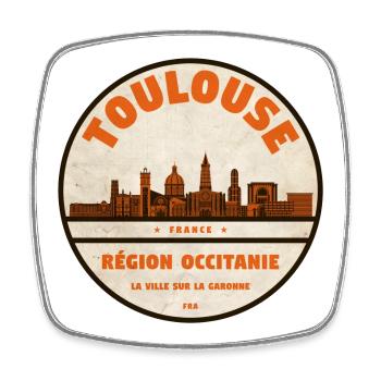 Insigne de la Skyline de Toulouse - Magnet carré - blanc - Devant
