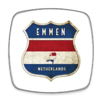 Design des armoiries d'Emmen, Pays-Bas - Magnet carré - blanc - Devant
