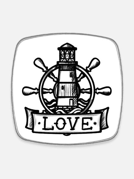 Seafarers' Love (for seafarers) - Square fridge magnet - white