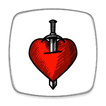 Heart Sword - Square fridge magnet - white - Front