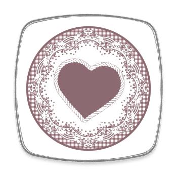 Nostalgia cake tip label in dusky pink with heart - Square fridge magnet - white - Front