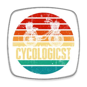 Retro Sunset Cyclist Vintage Logo - Square fridge magnet - white - Front
