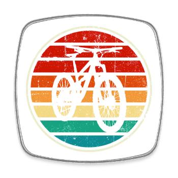 Retro Rainbow Bicycle Sunset - Square fridge magnet - white - Front