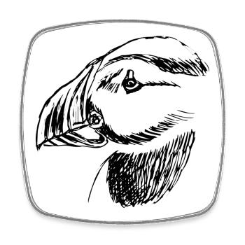 Oiseau macareux dessiné à la main - Magnet carré - blanc - Devant