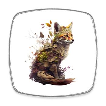 Renard avec des plantes sur le dos - Magnet carré - blanc - Devant