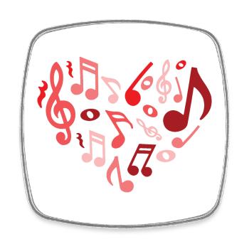 Heart of Musical Notes in Red and Pink - Square fridge magnet - white - Front