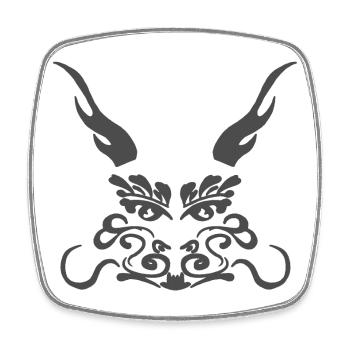 chinesisch fantasy design, Drachengesicht schnörke - Viereckiger Kühlschrankmagnet - Weiß - Vorne