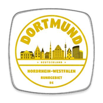 Dortmund Skyline Badge - Magnet carré - blanc - Devant