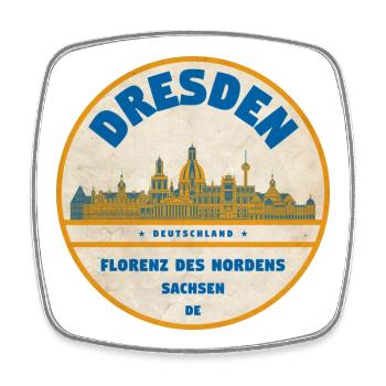 Dresden Skyline Vintage Label - Square fridge magnet - white - Front